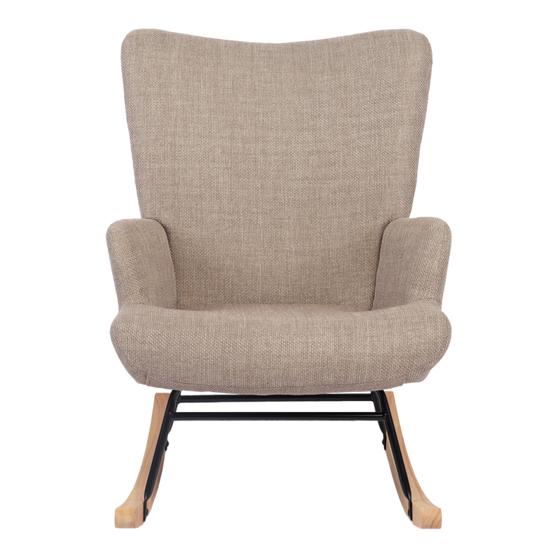 Rotating armchair Jianna pakoworld grey-beige fabric and legs in natural color 79x64x89cm