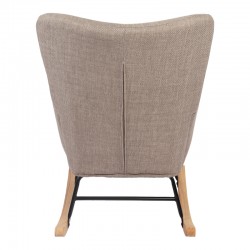 Rotating armchair Jianna pakoworld grey-beige fabric and legs in natural color 79x64x89cm