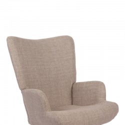 Rotating armchair Jianna pakoworld grey-beige fabric and legs in natural color 79x64x89cm