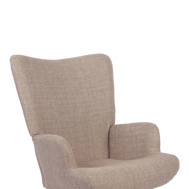Rotating armchair Jianna pakoworld grey-beige fabric and legs in natural color 79x64x89cm