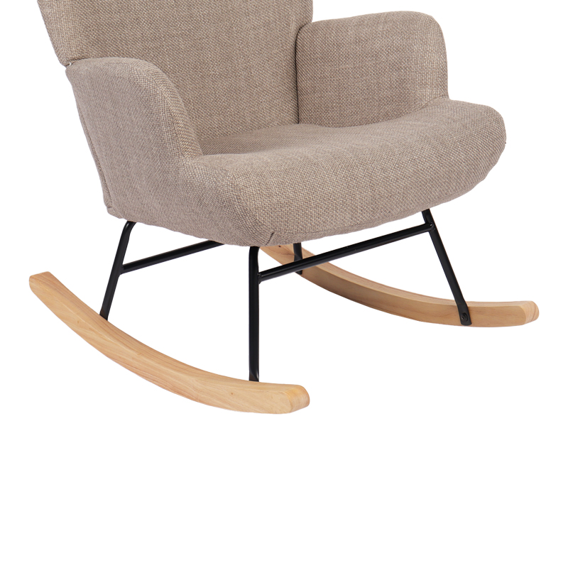 Rotating armchair Jianna pakoworld grey-beige fabric and legs in natural color 79x64x89cm