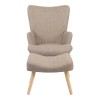 Armchair with footstool Gerlina pakoworld grey-beige fabric and legs in natural color 71x64x94cm