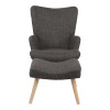 Armchair with footstool Gerlina pakoworld dark grey fabric and legs in natural color 71x64x94cm