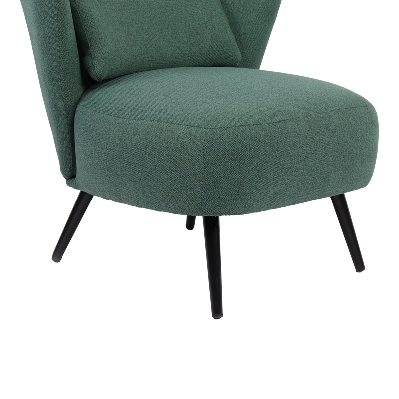 Armchair Nagreta pakoworld green fabric and metal legs in black color 77x73x74cm