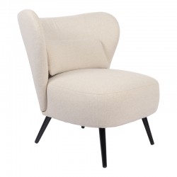 Armchair Nagreta pakoworld cream fabric and metal legs in black color 77x73x74cm