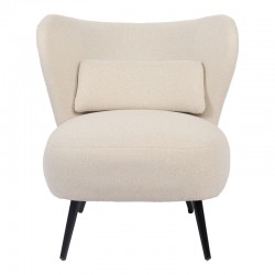 Armchair Nagreta pakoworld cream fabric and metal legs in black color 77x73x74cm