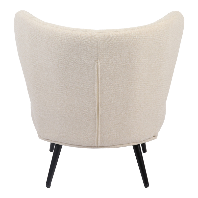 Armchair Nagreta pakoworld cream fabric and metal legs in black color 77x73x74cm