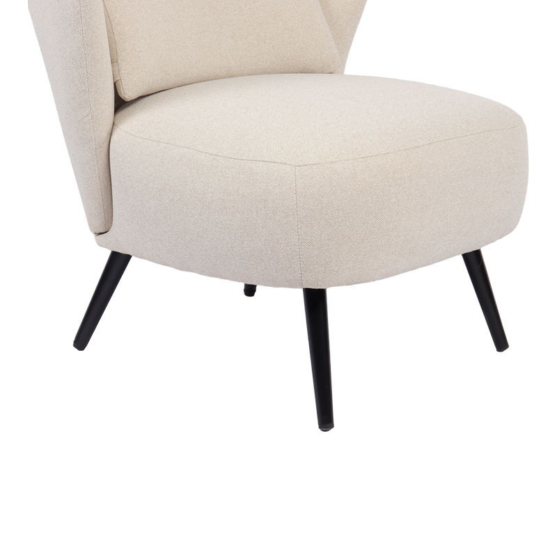 Armchair Nagreta pakoworld cream fabric and metal legs in black color 77x73x74cm