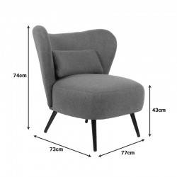 Armchair Nagreta pakoworld cream fabric and metal legs in black color 77x73x74cm