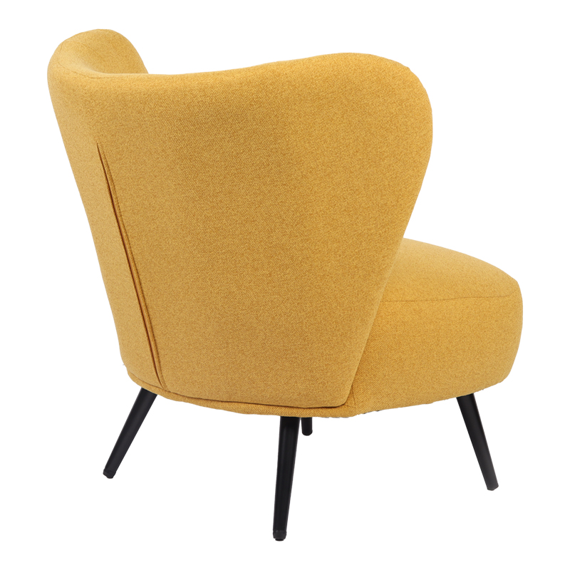 Armchair Nagreta pakoworld yellow fabric and metal legs in black color 77x73x74cm