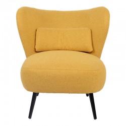 Armchair Nagreta pakoworld yellow fabric and metal legs in black color 77x73x74cm