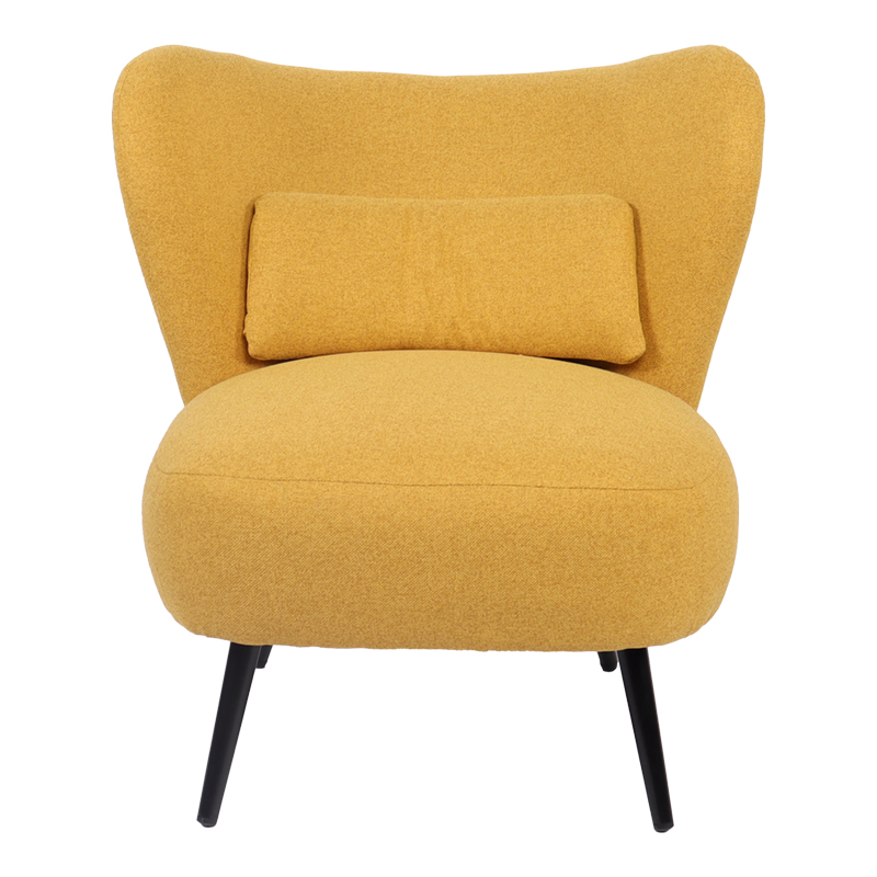 Armchair Nagreta pakoworld yellow fabric and metal legs in black color 77x73x74cm