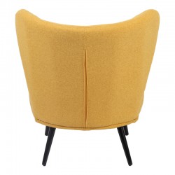 Armchair Nagreta pakoworld yellow fabric and metal legs in black color 77x73x74cm