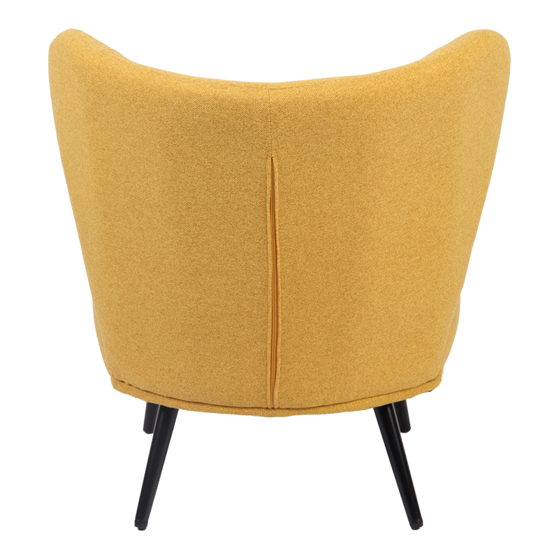 Armchair Nagreta pakoworld yellow fabric and metal legs in black color 77x73x74cm