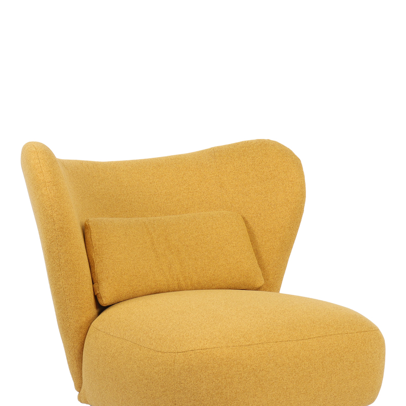 Armchair Nagreta pakoworld yellow fabric and metal legs in black color 77x73x74cm