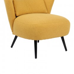 Armchair Nagreta pakoworld yellow fabric and metal legs in black color 77x73x74cm