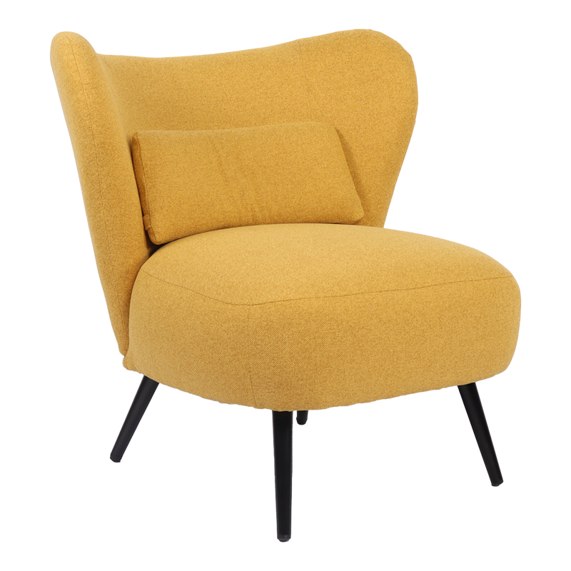 Armchair Nagreta pakoworld yellow fabric and metal legs in black color 77x73x74cm