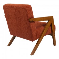 Armchair Garifa pakoworld terracotta fabric and legs in walnut color 79x75x75cm