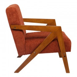 Armchair Garifa pakoworld terracotta fabric and legs in walnut color 79x75x75cm