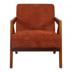 Armchair Garifa pakoworld terracotta fabric and legs in walnut color 79x75x75cm