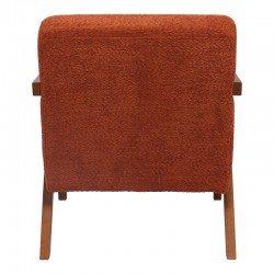 Armchair Garifa pakoworld terracotta fabric and legs in walnut color 79x75x75cm