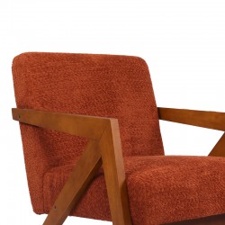 Armchair Garifa pakoworld terracotta fabric and legs in walnut color 79x75x75cm