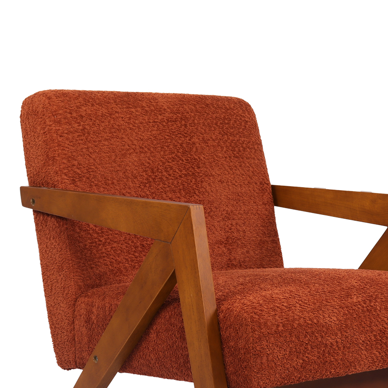 Armchair Garifa pakoworld terracotta fabric and legs in walnut color 79x75x75cm