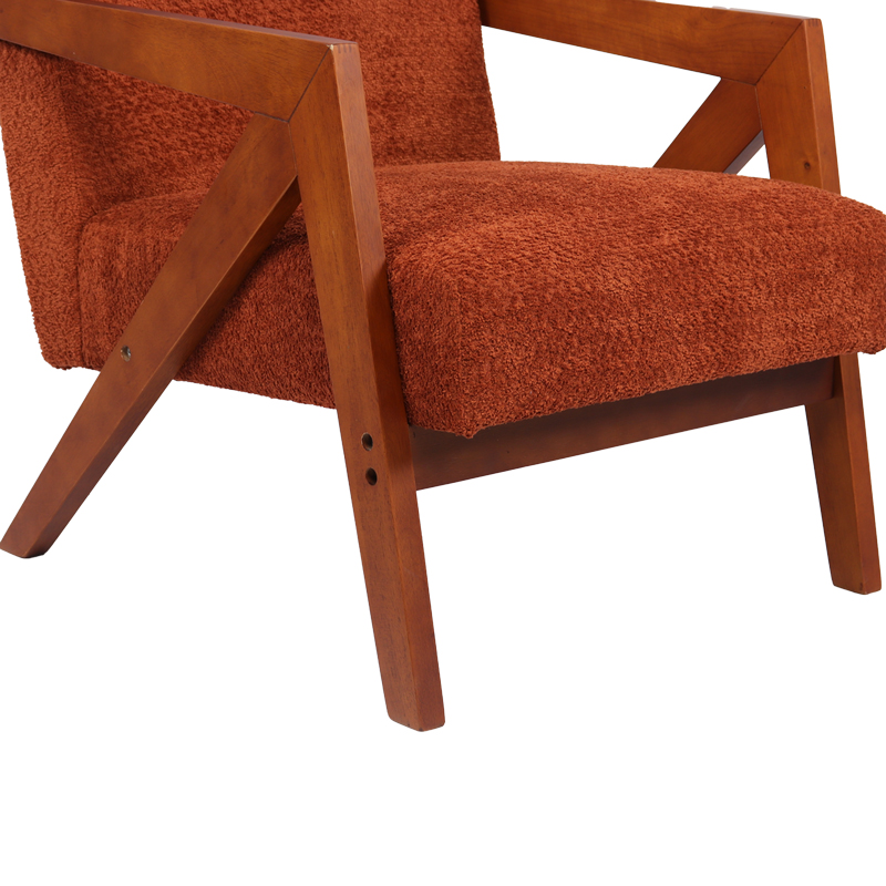 Armchair Garifa pakoworld terracotta fabric and legs in walnut color 79x75x75cm