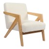 Armchair Garifa pakoworld white fabric and legs in natural color 79x75x75cm