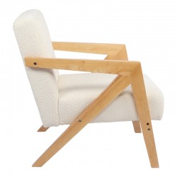 Armchair Garifa pakoworld white fabric and legs in natural color 79x75x75cm