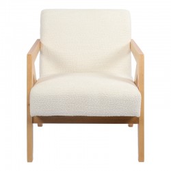 Armchair Garifa pakoworld white fabric and legs in natural color 79x75x75cm