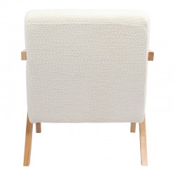 Armchair Garifa pakoworld white fabric and legs in natural color 79x75x75cm