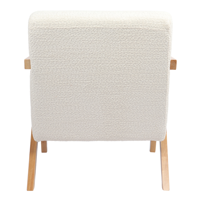 Armchair Garifa pakoworld white fabric and legs in natural color 79x75x75cm