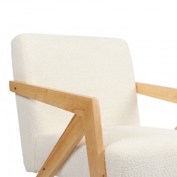 Armchair Garifa pakoworld white fabric and legs in natural color 79x75x75cm