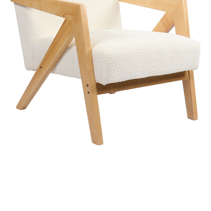 Armchair Garifa pakoworld white fabric and legs in natural color 79x75x75cm