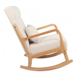 Rotating armchair Edeldy pakoworld cream fabric and legs in natural color 102x66x99cm