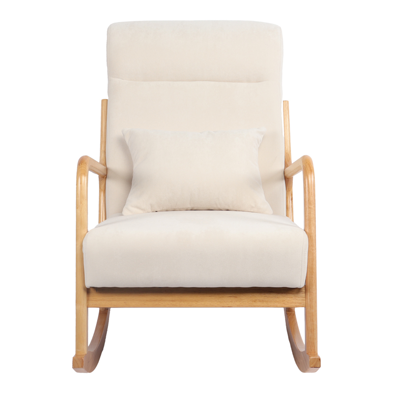 Rotating armchair Edeldy pakoworld cream fabric and legs in natural color 102x66x99cm