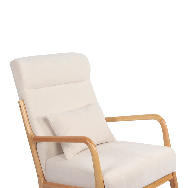 Rotating armchair Edeldy pakoworld cream fabric and legs in natural color 102x66x99cm