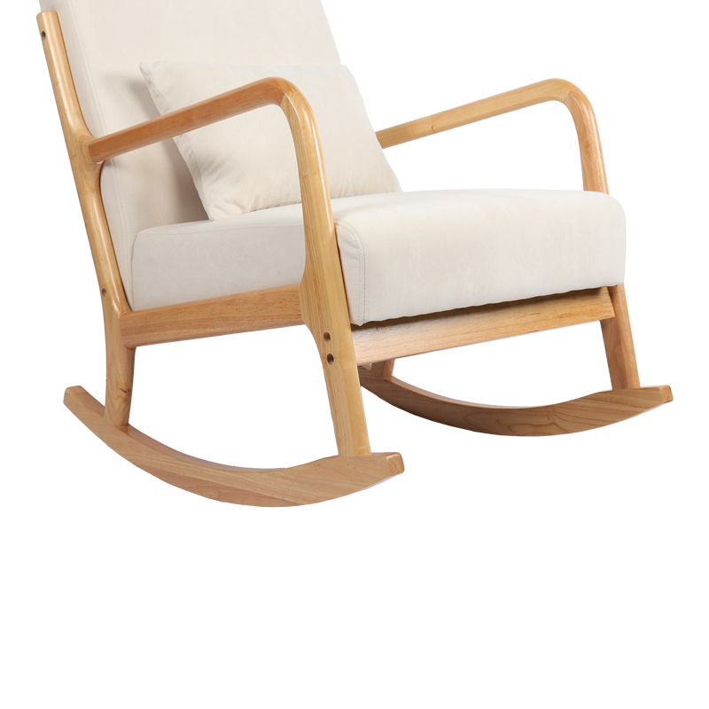 Rotating armchair Edeldy pakoworld cream fabric and legs in natural color 102x66x99cm