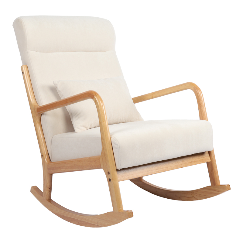 Rotating armchair Edeldy pakoworld cream fabric and legs in natural color 102x66x99cm