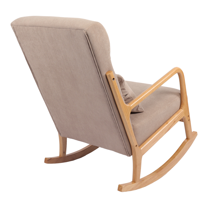 Rotating armchair Edeldy pakoworld grey-beige fabric and legs in natural color 102x66x99cm
