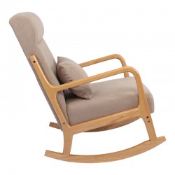 Rotating armchair Edeldy pakoworld grey-beige fabric and legs in natural color 102x66x99cm