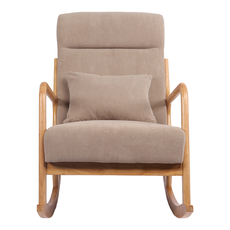 Rotating armchair Edeldy pakoworld grey-beige fabric and legs in natural color 102x66x99cm