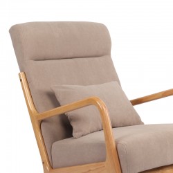 Rotating armchair Edeldy pakoworld grey-beige fabric and legs in natural color 102x66x99cm