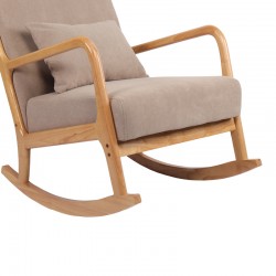 Rotating armchair Edeldy pakoworld grey-beige fabric and legs in natural color 102x66x99cm