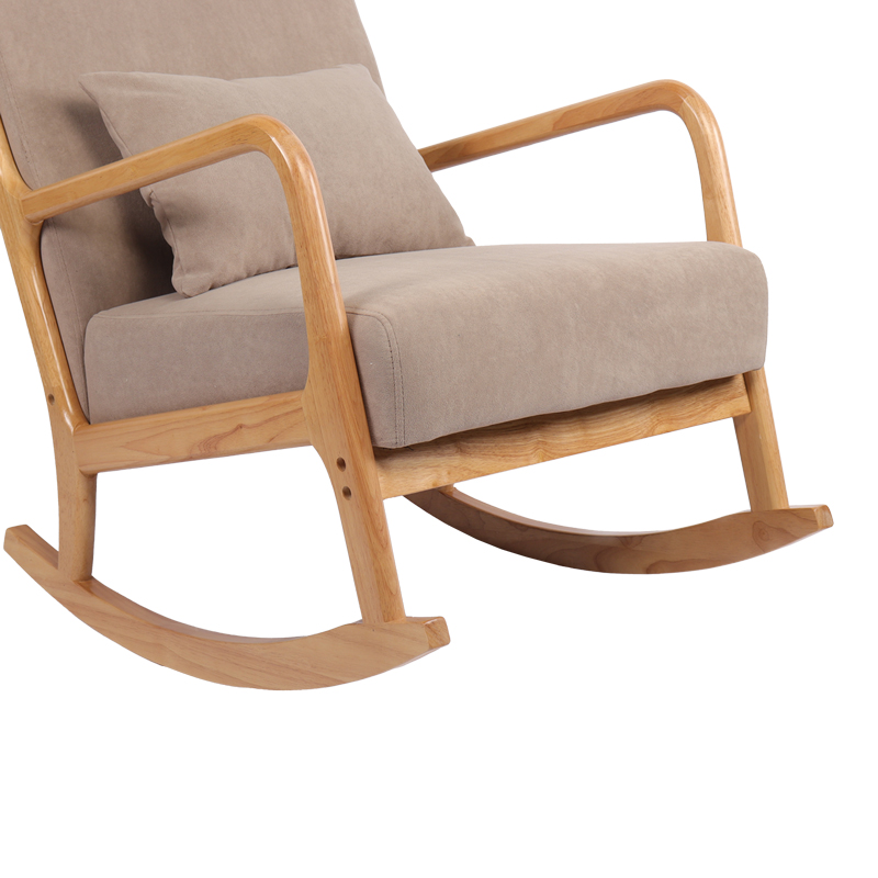 Rotating armchair Edeldy pakoworld grey-beige fabric and legs in natural color 102x66x99cm