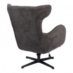 Swivel armchair Zefrina pakoworld dark grey fabric and base in black color 82x77x99cm