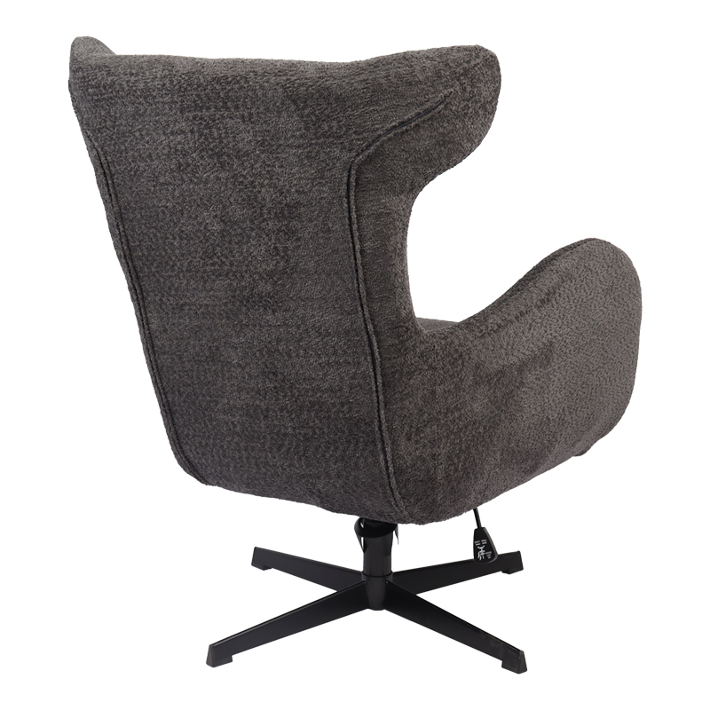 Swivel armchair Zefrina pakoworld dark grey fabric and base in black color 82x77x99cm