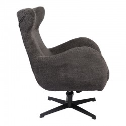 Swivel armchair Zefrina pakoworld dark grey fabric and base in black color 82x77x99cm