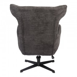 Swivel armchair Zefrina pakoworld dark grey fabric and base in black color 82x77x99cm